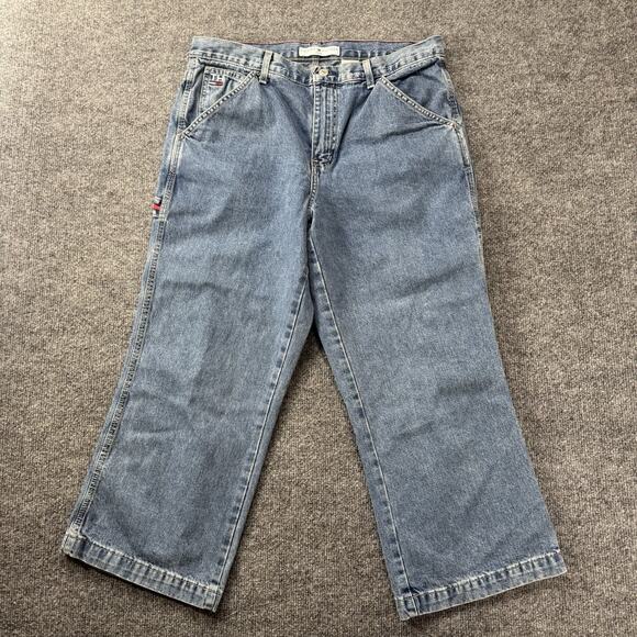 Vintage Y2K Women’s Tommy Hilfiger Carpenter denim Jeans Size 12 Baggy Hip Hop - Picture 6 of 10